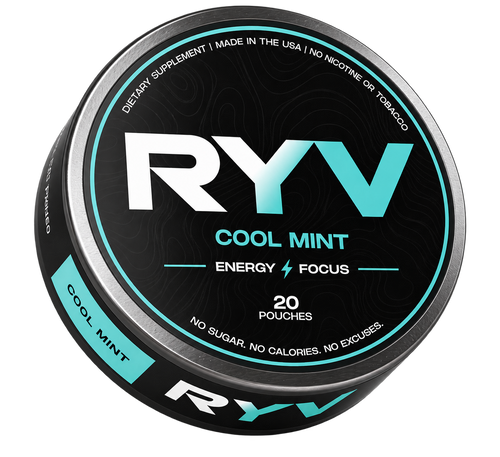 RYV Cool Mint caffeine pouch tin